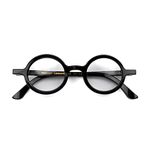 LONDON MOLE Glasses | Moley Reading Glasses | Round Reading Glasses | Cool Readers | Stylish Reading Glasses | Men Women Unisex | Spring Hinges, glossy black, M