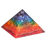 Orgoniteshop Chakra Onyx Energy Orgone Pyramid for Healing Meditation, Orgonite Pyramids/Crystal Chakra, Vastu Pyramid, Chakra Rainbow Pyramid, Reiki Healing, Pooja Articles