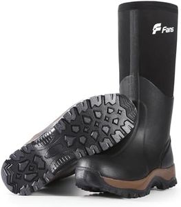 8 Fans Rubber Boots for Men & Women, 6mm Neoprene Waterproof Rain Boots with Adjustable Calf Gusset, Anti-Slip Outdoor Work Boots for Fishing, Gardening,Hunting& Farming