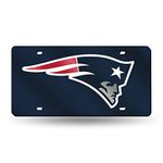 Rico Industries NFL New England Patriots Laser Inlaid Metal License Plate Tag, 6 x 12-inches