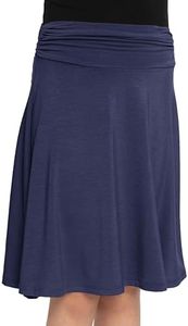 STRETCH IS COMFORT Girl's Knee Length Flowy Skirt Navy Blue X-Large