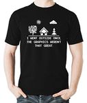 Witty Fashions I Went Outside Once, The Graphics Weren't That Great - Funny Geeks Video Games Men's T-Shirt (Black, Medium)