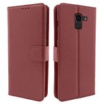 Pikkme Samsung Galaxy J6 2018 Flip Case Leather Finish | Inside TPU with Card Pockets | Wallet Stand and Shock Proof | Magnetic Closing | Complete Protection Flip Cover (Brown)