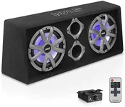 Pyle 10'' Dual Bass Subwoofer Box System - 500-Watt Slim Mount Truck Audio Subwoofer Box, 4 Layer Dual Voice Coil, Rear Vented Design with Built-in Illuminating LED Lights - PLBAS102LE