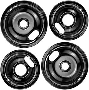 Black Stove Drip Pans W10288051 Range Cooktop Stove Burner Covers-2 Packs 6” W10290353 and 8" W10290350 by MIFLUS
