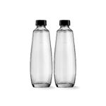 sodastream DuoPack Glass Bottle, Bottles Suitable Water Carbonator Duo, 2 x 1 Litre Capacity, Black, 10 x 19.5 x 29 cm