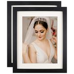 Black 8x10 Picture Frames Set of 2 Display Pictures 6x8 with Mat or 8x10 without Mat for Wall and Tabletop Photo Frame