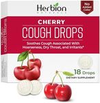 Herbion Naturals Cough Drops with Natural Cherry Flavor, Dietary Supplement, Soothes Cough, for Adults and Children Over 6 Years, 18 Drops, No Artificial Flavor, No Added Color.