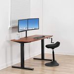 JIN OFFICE Manual Height Adjustable Desk | Standing Desk| Black Frame with Walnut Brown Tabletop| Manual Height Adjustable Table with Hand Crank | 80 kg Weight Capacity (1500 x 750 mm Top)