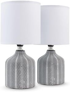 THE SECRET HOME - Pack de 2 Lámparas de Cerámica - D. Ø 13x27 - Lámpara para Mesita en Tela y Cerámica - Iluminación para Hogar - Decoración para Dormitorio y Salón (Modelo 3 - Negro)