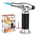 Butane Torch,Cooking Torch Refillable Portable Butane Torch Lighter with Safety Lock and Adjustable Flame for Kitchen Dessert Barbecue,Working for All Butane Tanks (Gas Not Included)