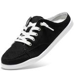 STQ Slip On Shoes Women Backless Comfort Casual Canvas Mules Sneakers Low Top Tennis Shoes, Black, Size 9