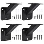 RealPlus Handrail Brackets, 3"x3" Heavy Duty Steel Hand Rail Bracket with Mounting Screws for Wood Flat Square Stair Railing Staircase, 4 Pack