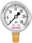 GOATACURA 0-30psi Glycerin Filled Pressure Gauge, 2" Dial Size, 304 Stainless Steel Case, 1/4" NPT Lower Mount, with High Accuracy, for Measuring Water Air Hydraulic Pressure