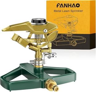 FANHAO Heavy Duty Pulsating Impact Lawn Sprinkler with Metal Base, 100% Metal Adjustable Circular Zinc Impulse Sprinkler for Yard Lawn, 360 Degree Large Area Coverage, Covers Up to 5800 sq. ft