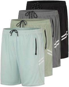 4 Pack: Men's Big & Tall King Size Heavyweight 7 Inch Inseam Active Athletic Running Quick Dry Mesh Shorts Zipper Pockets Drawstring Basketball Bottoms Soccer Workout Gym Tennis Workout - Set 11, 3X