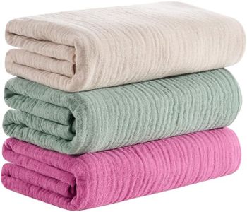 CottCare Uuisex Baby 100% Muslin Cotton Receiving Blankets, 31x35 Inches, Pack of 3, Beige/Sage Green/Rose Pink