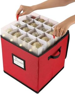 Sattiyrch Christmas Ornament Storage Box,4 Trays with Customizable Dividers,Canvas,Dust-Proof, Collapsible, Holds Up to 64 x 2.36 Ornaments, Dual Handles, for Garage/Attic/Basement Storage