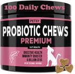 Probiotics for Dogs 5BIL CFUs FOS, PreBiotics, 12 Strains Good Bacteria Gut Skin Immune Itch Diarrhoea Premium Formula |100 Salmon Flav Daily chews | All ages Breeds| Dog Probiotics Gut Health Care