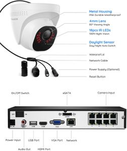 Reolink 4K NVR Security System, 8-Channel, 2TB, 4 Cameras