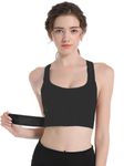 INNOVAHUE Sports Bras for Women Padded Zip Front Adjustable Full Coverage Strappy Back Support for Yoga, Gym, Workout Running Adjustable Criss Cross Back Black 2XL