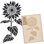 NAKLEO Reusable Plastic Wall Stencil - Sunflower Leaf Nature - Large Wallpaper Pattern Painting DIY Art Craft Template - Fabric Furniture Wood Canvas (43x64cm / 17" x 25")