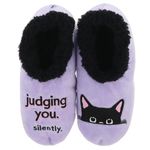 Snoozies! Pairables Animal Lover, Cats & Dogs Womens Slippers Super Soft Sherpa Fleece Non Slip Sole Ladies Sizes UK 3-9 (Cat Judging, Large)