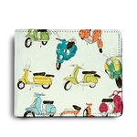 ShopMantra Men's PU Leather Vintage Scooter Pattern Printed Wallet (Multicolour)