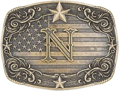 Absbolo Western Belt Buckle Men Initial Letter ABCDJRM to Z Rodeo Cowboy Belt Buckles for Women N