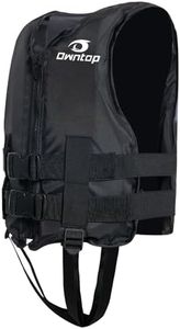 Owntop Kids and Adult Swim Jackets 50 to 126 lbs Dual Buckles, Zipper and Crotch Strap Ski Vest Lightweight PFD Perfect for Kayaking, Fishing, Paddle Board(Black)