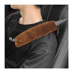 Ziciner 2 Packs Car Seatbelt Covers Shoulder Pad, Universal Soft Faux Sheepskin Shoulder Cover for Comfortable Driving, Fluffy Seat Belt Protector Help to Protect Your Neck and Shoulder (Brown)