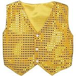 TAIKMD Kids Boys Girls Sequined Waistcoat Dance Hip Hop Performance Party Costume Vests Jacket (Gold, 13-14)