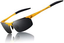 RONSOU Men Sport Al-Mg Polarized Sunglasses Unbreakable for Driving Cycling Fishing Golf gold frame/gray lens