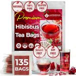 Lavendium, Premium 135 Hibiscus Flower Tea Bags, 100% Pure from Hibiscus Flowers. Made with Eco-Conscious Tea Bags, Hibiscus Flower Herbal Tea. No Sugar, No Caffeine, No Gluten, Vegan.