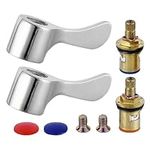 2 Sets Quarter Turn Tap, Valves Cartridges with Metal Lever Heads Universal 1/2" Replacement Tap Valves Brass Ceramic Disc Cartridges Insert Set for Kitchen Bathroom Faucet Bid Tap