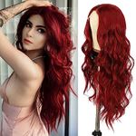 Sapphirewigs Red Lace Front Wigs for Women Fashion Glueless Long Wavy Wigs Lace Front Natural Looking Synthetic Heat Resist Fiber Wig 26inch