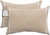 T&H XHome Outdoor Pillow for Chaise Lounge Chair, Solid Color Light Khaki Waterproof Headrest Pillow Lumbar Pillows with Insert & Adjustable Elastic Strap for Beach, Poolside, Patio, Office (2 Pack)