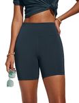 CRZ YOGA Women's Swimming Shorts 5" - High Waisted Athletic Broad Shorts Tankini Bottoms Beach Swimwear with Liner True Navy 12
