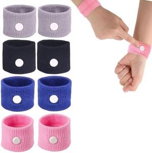 MAIHUO 8 Pcs Travel Sickness Bands,Sea Band,Motion Sickness Bands,Sea Sickness Bands,Nausea Bands,4 colours motion wristbands(Black, Grey, Blue and Pink)