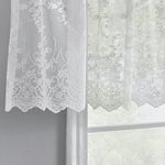 Kotile Kitchen Valance Curtain for Windows - Country Lace Floral Embroidered Sheer Curtain for Kitchen Cafe Dining Bath Room, Rod Pocket Sheer White Valance, 52 x 18 Inch, 1 Panel, White