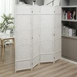 Makika Folding Room Divider - 4 Panels Privacy Screen Partition Blind - Movable Wall Furniture Indoor Bedroom Office Home - 180 x 180 cm Protective Decoration - White