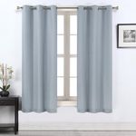 Rama Rose 100% Blackout Linen Curtain for Bedroom Window, Full Light Blocking Burlap Grommets Thermal Insulated Room Darkening Drapes for Living Room, 36 x 63 Inch, 2 Panels, Grey