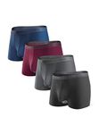 DAVID ARCHY Men's Boxers Shorts Underwear Soft Micro Modal Trunks with Ergonomic Pouch (4 Pack)