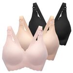 MomWills Nursing Bras for Breastfeeding, Jelly Strip Seamless Ultra Comfort Maternity Bra, Natural Shape Wirefree Push Up Bras for Womens, Pregnancy Sleep Bralette，3Pack