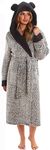 KATE MORGAN Ladies Soft & Cosy Hooded Dressing Gown Gifts for her XL Grey