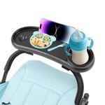 ROYUEXT Stroller Snack Tray with Cup Holder 3 in 1 Universal Pram Food Tray, Reusable Pushchair Cup Holder Multifunction Pram Cup Holder with Snack Tray for Pram accessories Pushchair (Black)