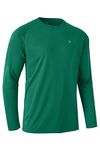 Rdruko Mens UV Protection Long Sleeve Tops UPF 50+ Quick Dry Rash Guard Shirt for Running Sport Fishing Hiking Swimming Emerald Green XL