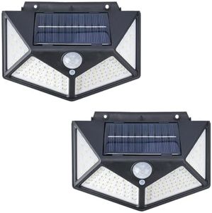 GRIFEMA GD203-2, 2 Lampes Solaires d'Extérieur, Lampe de Jardin avec Détecteur de Mouvement, 100 LED, Étanche IP65, Spot Mural pour Porte d'Entrée, Jardin, Garage, Noir