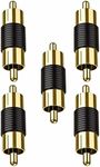 5 Pack RCA Male to Male Adapter, tunghey RCA Male to Male Coupler, Gold Plated Dual Male Connector RCA M-M Adapter