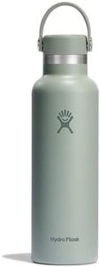 Hydro Flask Stainless Steel Standard Mouth Water Bottle with Flex Cap and Double-Wall Vacuum Insulation,Agave, 21 Ounces